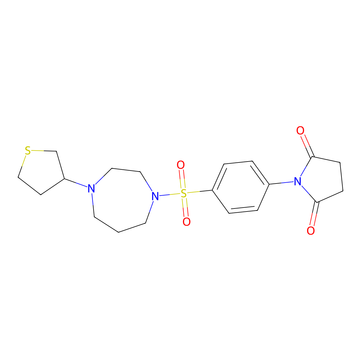 1-(4-{[4-(Thiolan-3-yl)-1,4-diazepan-1-yl]sulfonyl}phenyl)pyrrolidine-2,5-dione molecular structure, CAS 2309188-11-0