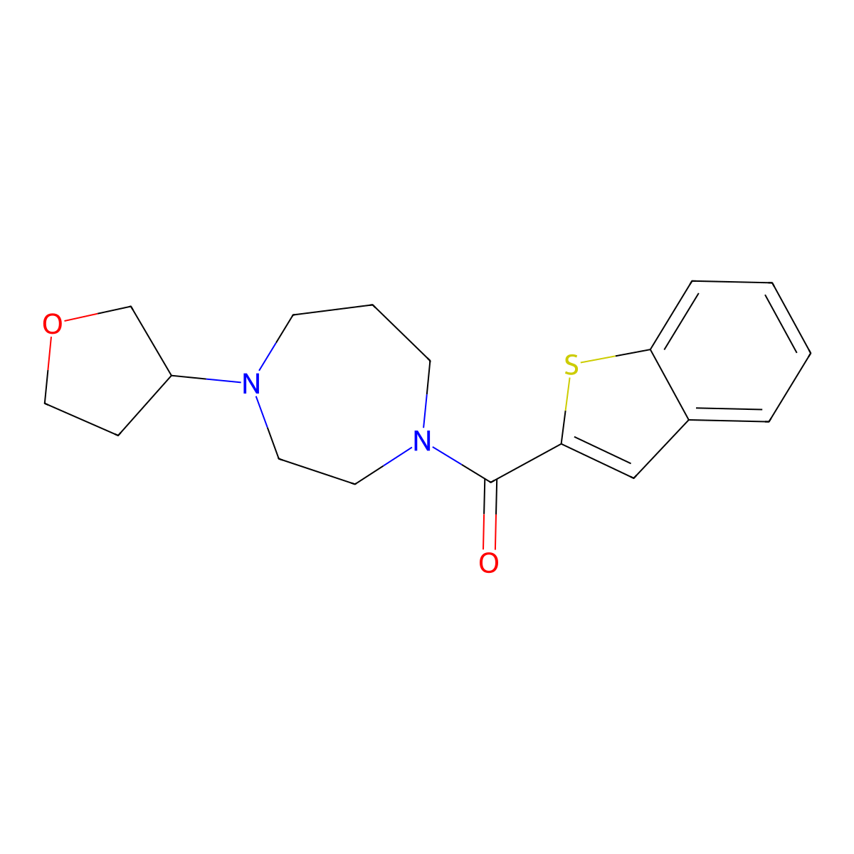 1-(1-Benzothiophene-2-carbonyl)-4-(oxolan-3-yl)-1,4-diazepane molecular structure, CAS 2309188-16-5