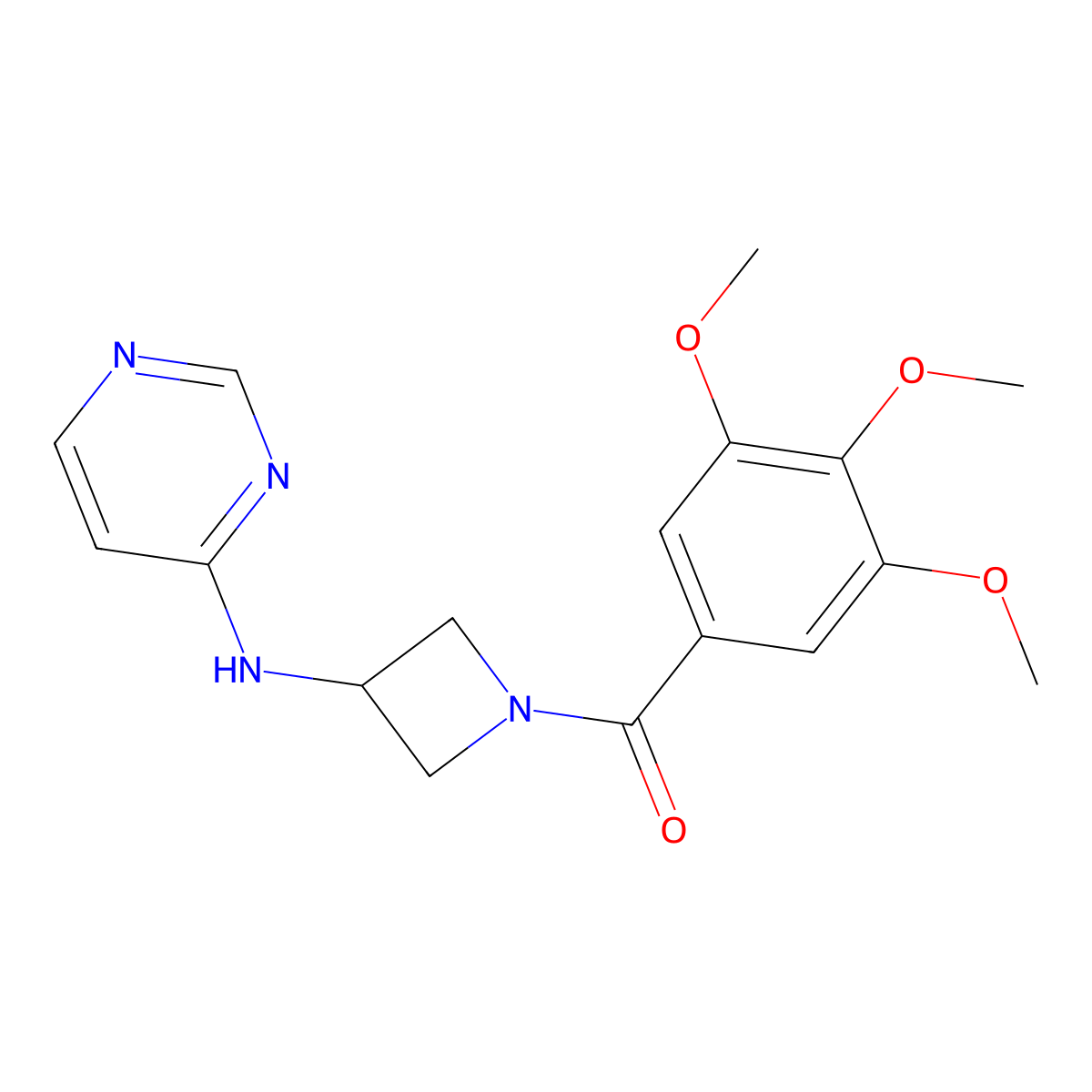 N-[1-(3,4,5-trimethoxybenzoyl)azetidin-3-yl]pyrimidin-4-amine molecular structure, CAS 2309188-41-6