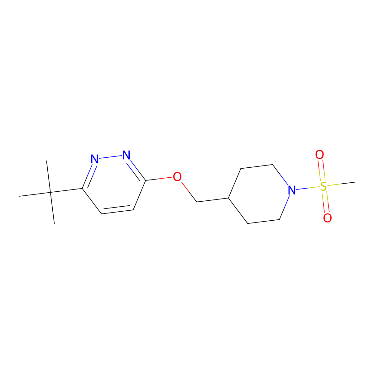3-Tert-butyl-6-[(1-methanesulfonylpiperidin-4-yl)methoxy]pyridazine molecular structure, CAS 2309188-45-0