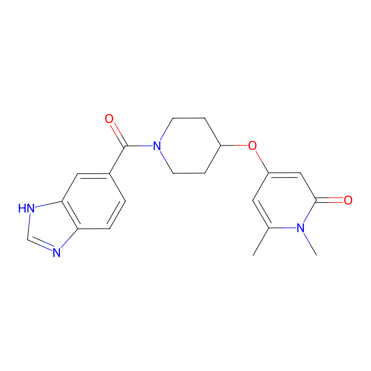 4-((1-(1H-benzo[d]imidazole-5-carbonyl)piperidin-4-yl)oxy)-1,6-dimethylpyridin-2(1H)-one molecular structure, CAS 2309188-57-4