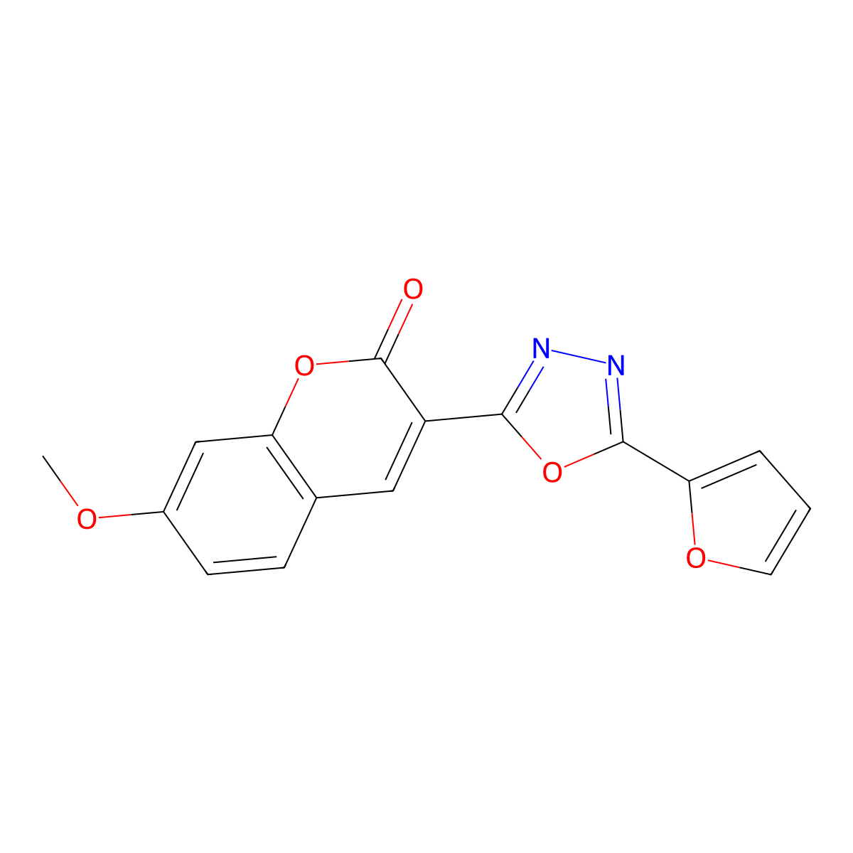 3-[5-(furan-2-yl)-1,3,4-oxadiazol-2-yl]-7-methoxy-2H-chromen-2-one molecular structure, CAS 2309188-59-6