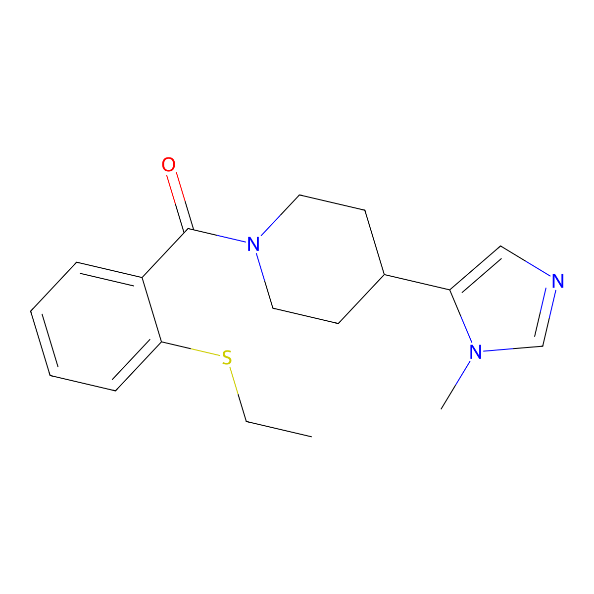 1-[2-(ethylsulfanyl)benzoyl]-4-(1-methyl-1H-imidazol-5-yl)piperidine molecular structure, CAS 2309188-63-2