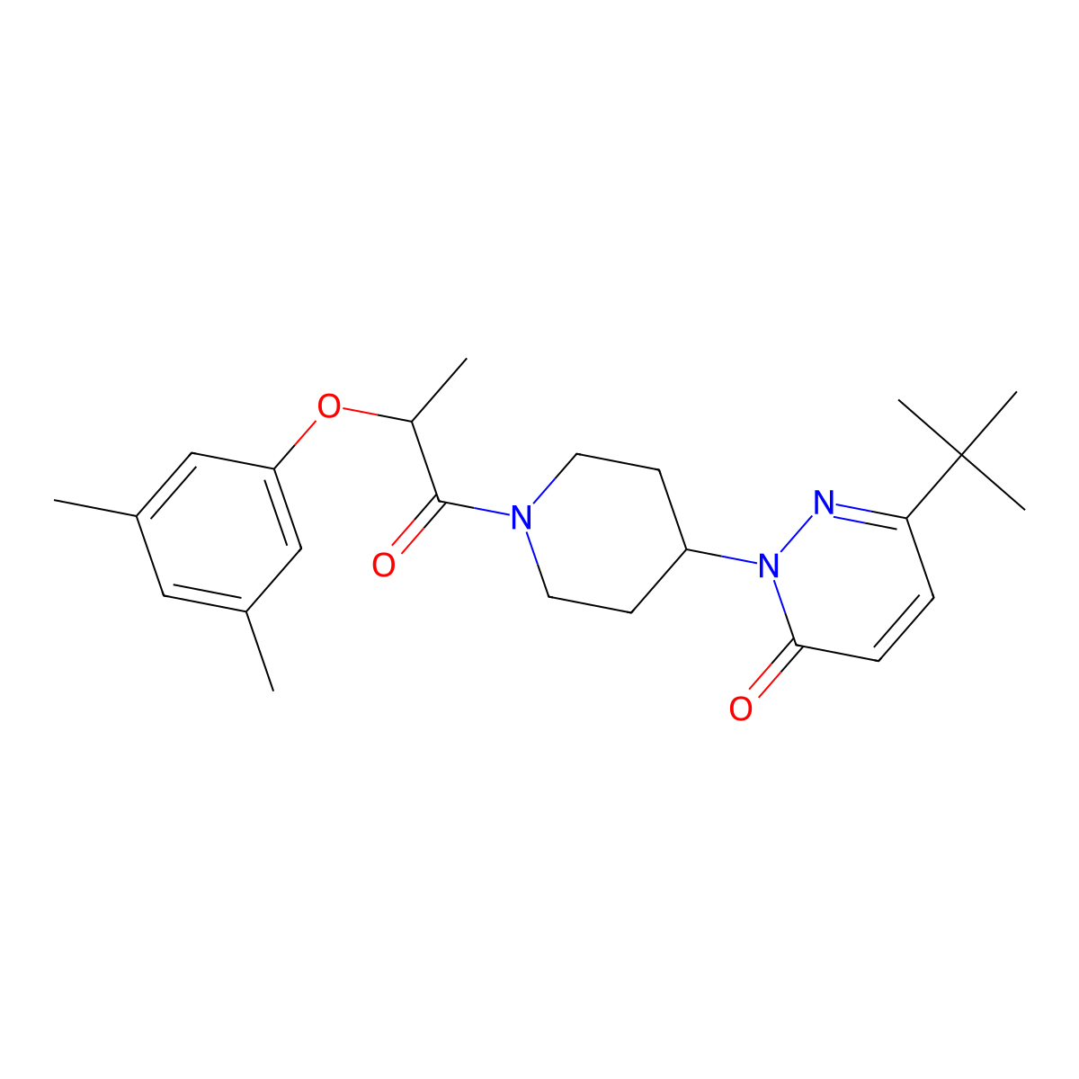 6-Tert-butyl-2-{1-[2-(3,5-dimethylphenoxy)propanoyl]piperidin-4-yl}-2,3-dihydropyridazin-3-one molecular structure, CAS 2309188-66-5