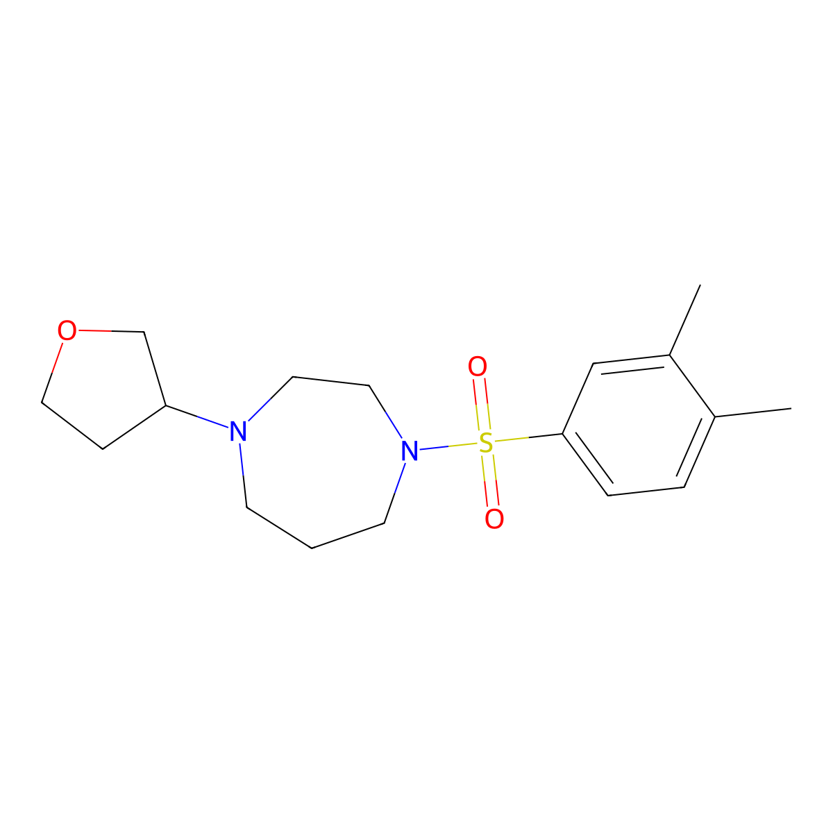 1-(3,4-Dimethylbenzenesulfonyl)-4-(oxolan-3-yl)-1,4-diazepane molecular structure, CAS 2309188-79-0