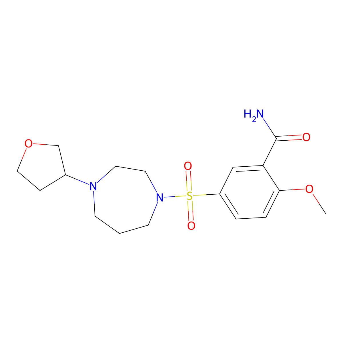 2-Methoxy-5-{[4-(oxolan-3-yl)-1,4-diazepan-1-yl]sulfonyl}benzamide molecular structure, CAS 2309188-81-4