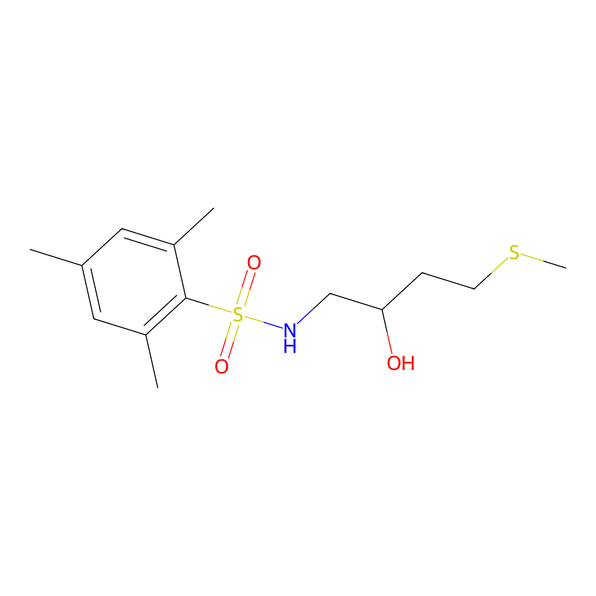 N-[2-hydroxy-4-(methylsulfanyl)butyl]-2,4,6-trimethylbenzene-1-sulfonamide molecular structure, CAS 2309188-91-6