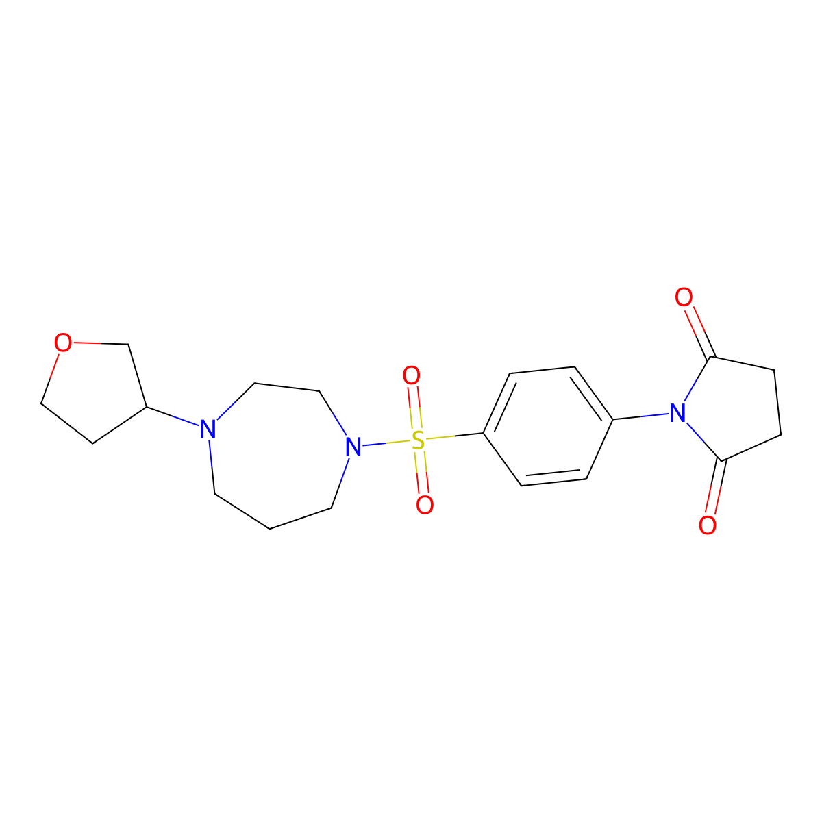 1-(4-{[4-(Oxolan-3-yl)-1,4-diazepan-1-yl]sulfonyl}phenyl)pyrrolidine-2,5-dione molecular structure, CAS 2309188-98-3