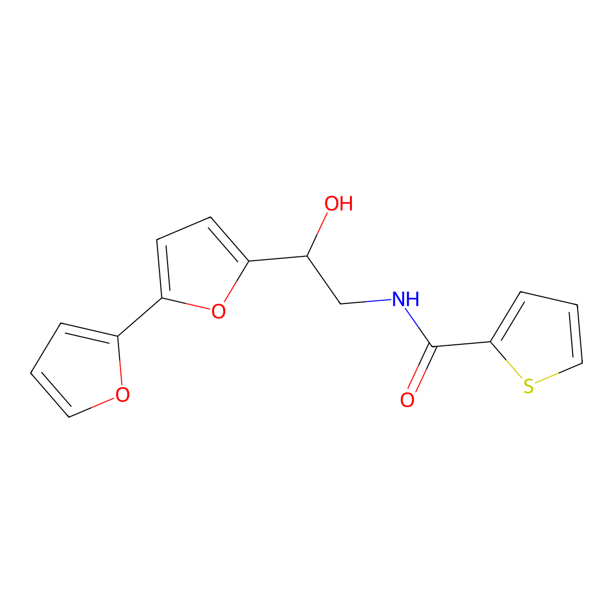 N-(2-{[2,2'-bifuran]-5-yl}-2-hydroxyethyl)thiophene-2-carboxamide molecular structure, CAS 2309189-06-6