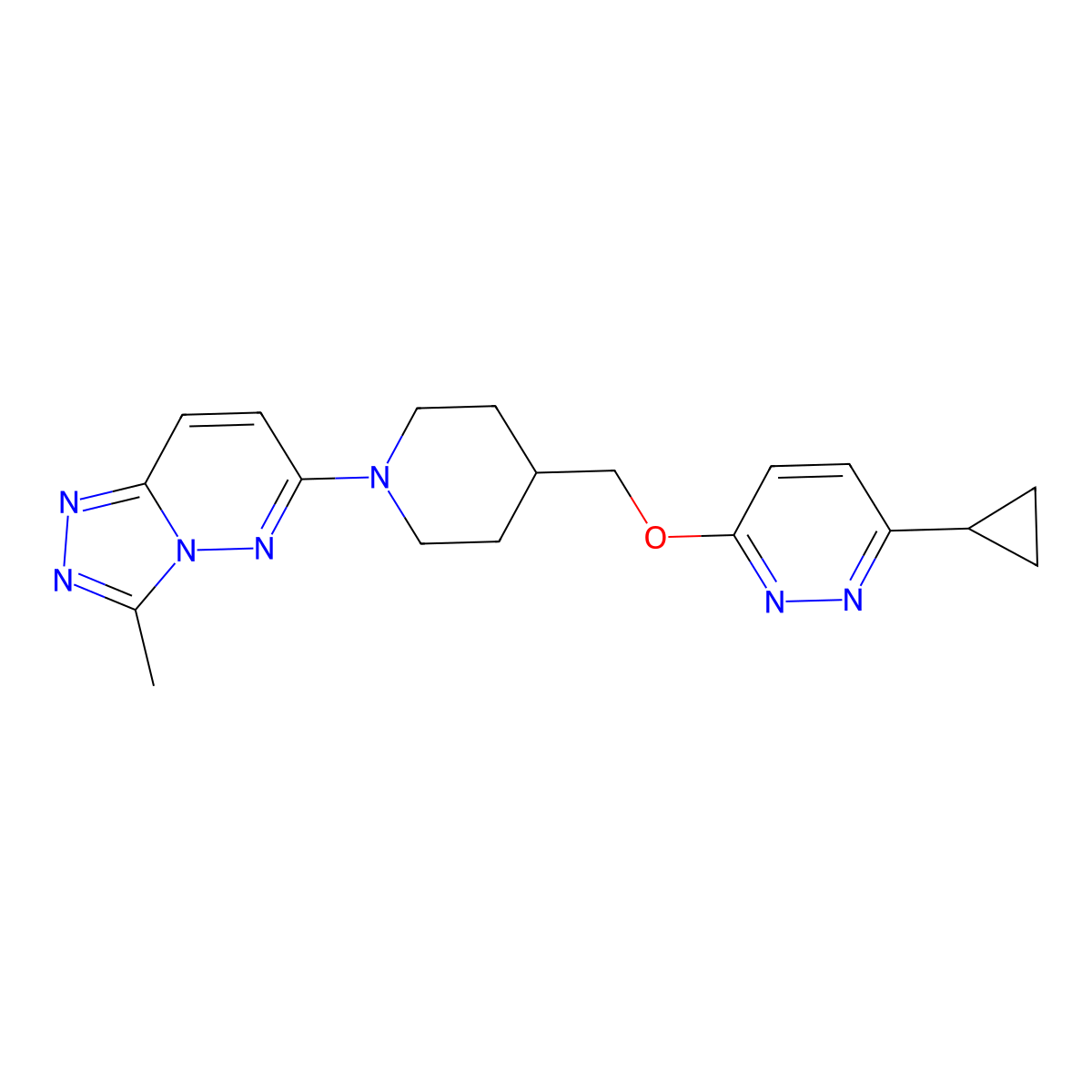 3-Cyclopropyl-6-[(1-{3-methyl-[1,2,4]triazolo[4,3-b]pyridazin-6-yl}piperidin-4-yl)methoxy]pyridazine molecular structure, CAS 2309189-25-9