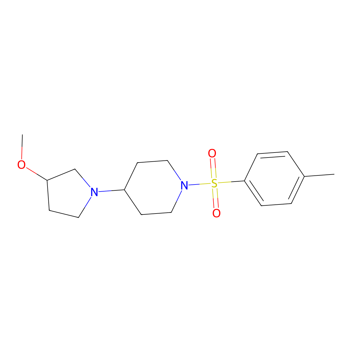 4-(3-Methoxypyrrolidin-1-yl)-1-(4-methylbenzenesulfonyl)piperidine molecular structure, CAS 2309189-31-7