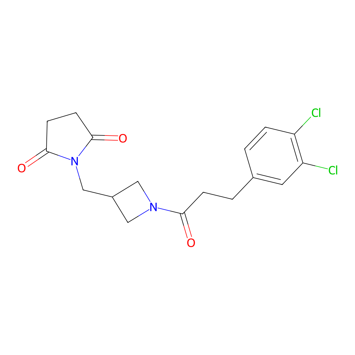 1-({1-[3-(3,4-Dichlorophenyl)propanoyl]azetidin-3-yl}methyl)pyrrolidine-2,5-dione molecular structure, CAS 2309189-37-3