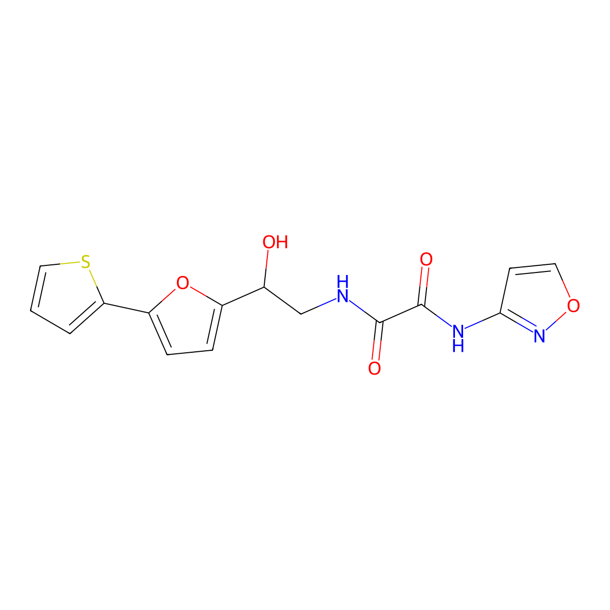 N-{2-hydroxy-2-[5-(thiophen-2-yl)furan-2-yl]ethyl}-N'-(1,2-oxazol-3-yl)ethanediamide molecular structure, CAS 2309189-52-2