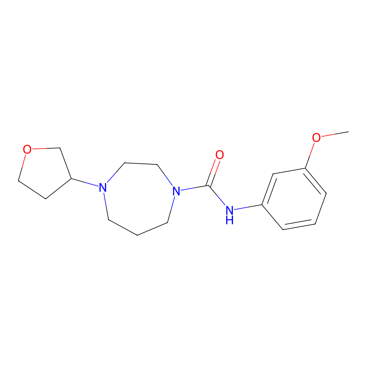N-(3-methoxyphenyl)-4-(oxolan-3-yl)-1,4-diazepane-1-carboxamide molecular structure, CAS 2309189-56-6