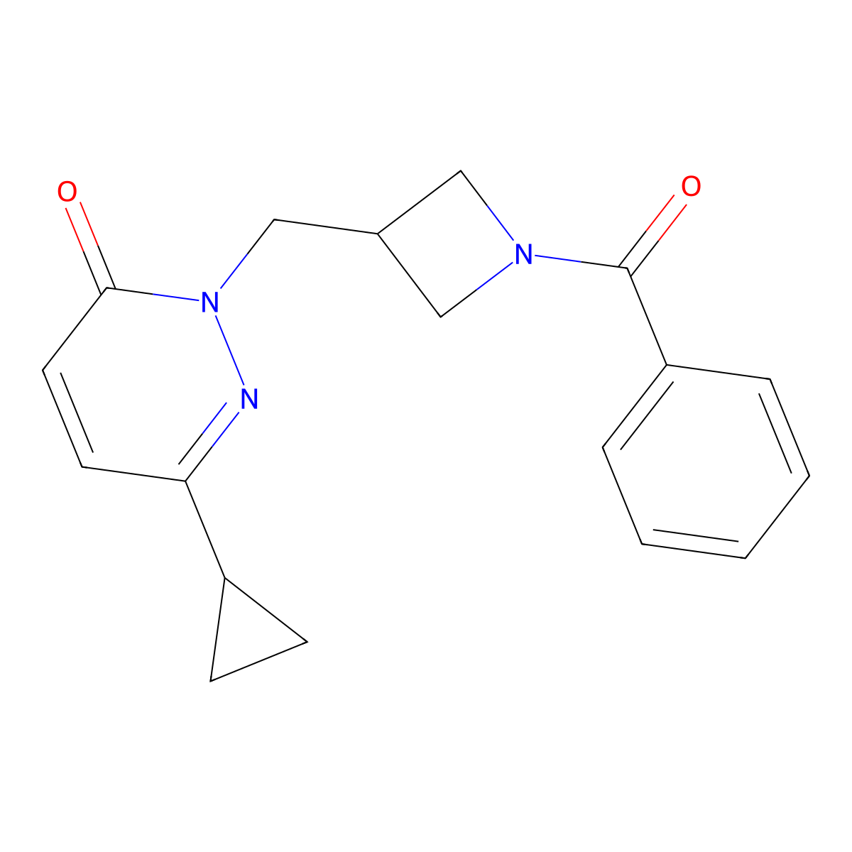 2-[(1-Benzoylazetidin-3-yl)methyl]-6-cyclopropyl-2,3-dihydropyridazin-3-one molecular structure, CAS 2309189-63-5