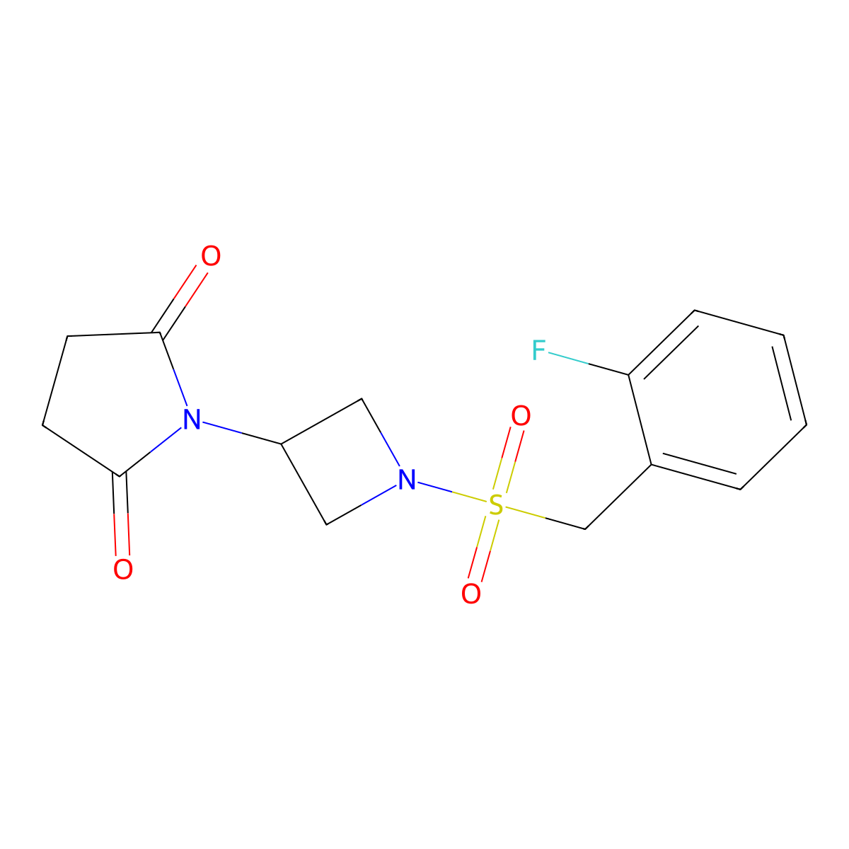 1-(1-((2-Fluorobenzyl)sulfonyl)azetidin-3-yl)pyrrolidine-2,5-dione molecular structure, CAS 2309189-64-6
