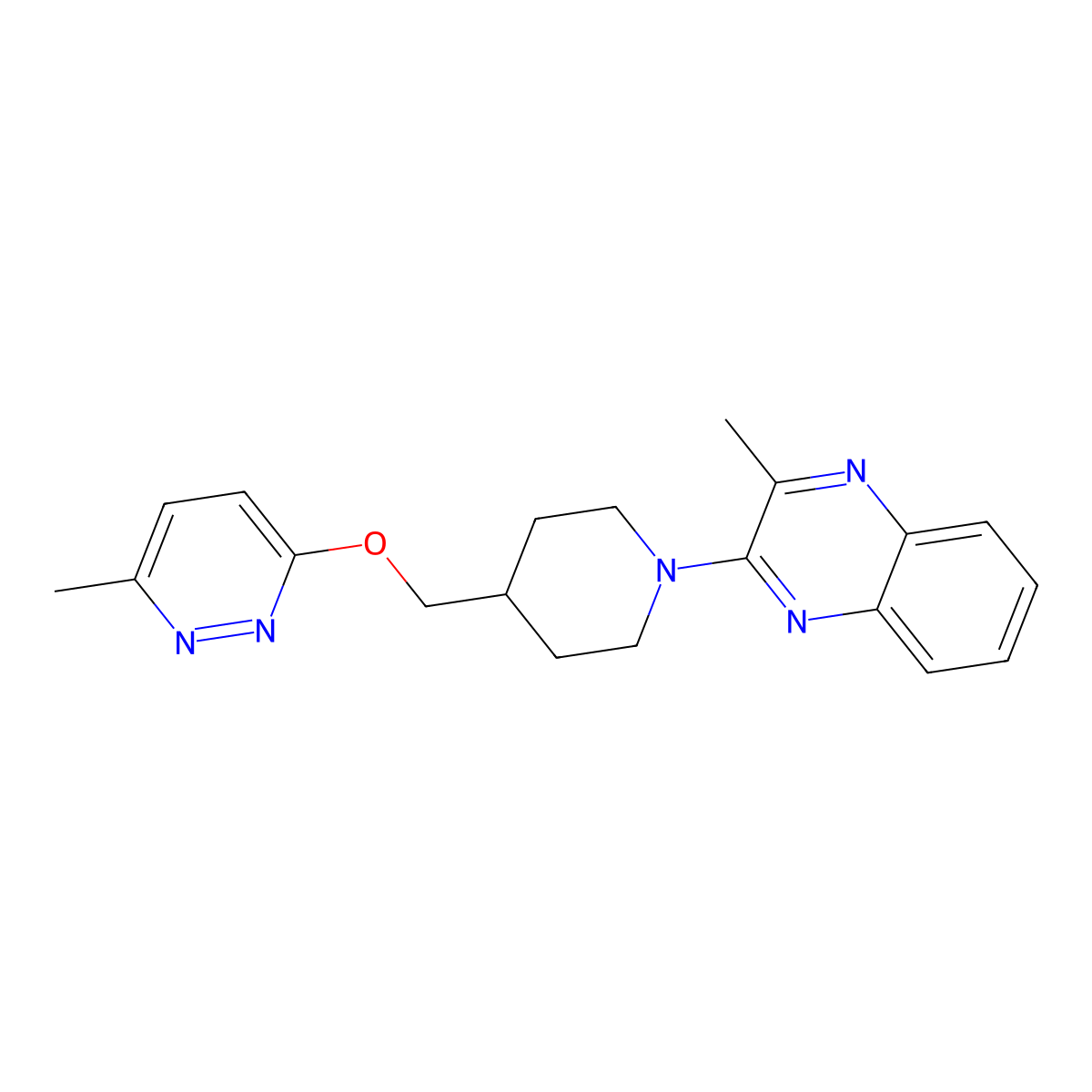 2-Methyl-3-(4-{[(6-methylpyridazin-3-yl)oxy]methyl}piperidin-1-yl)quinoxaline molecular structure, CAS 2309189-70-4