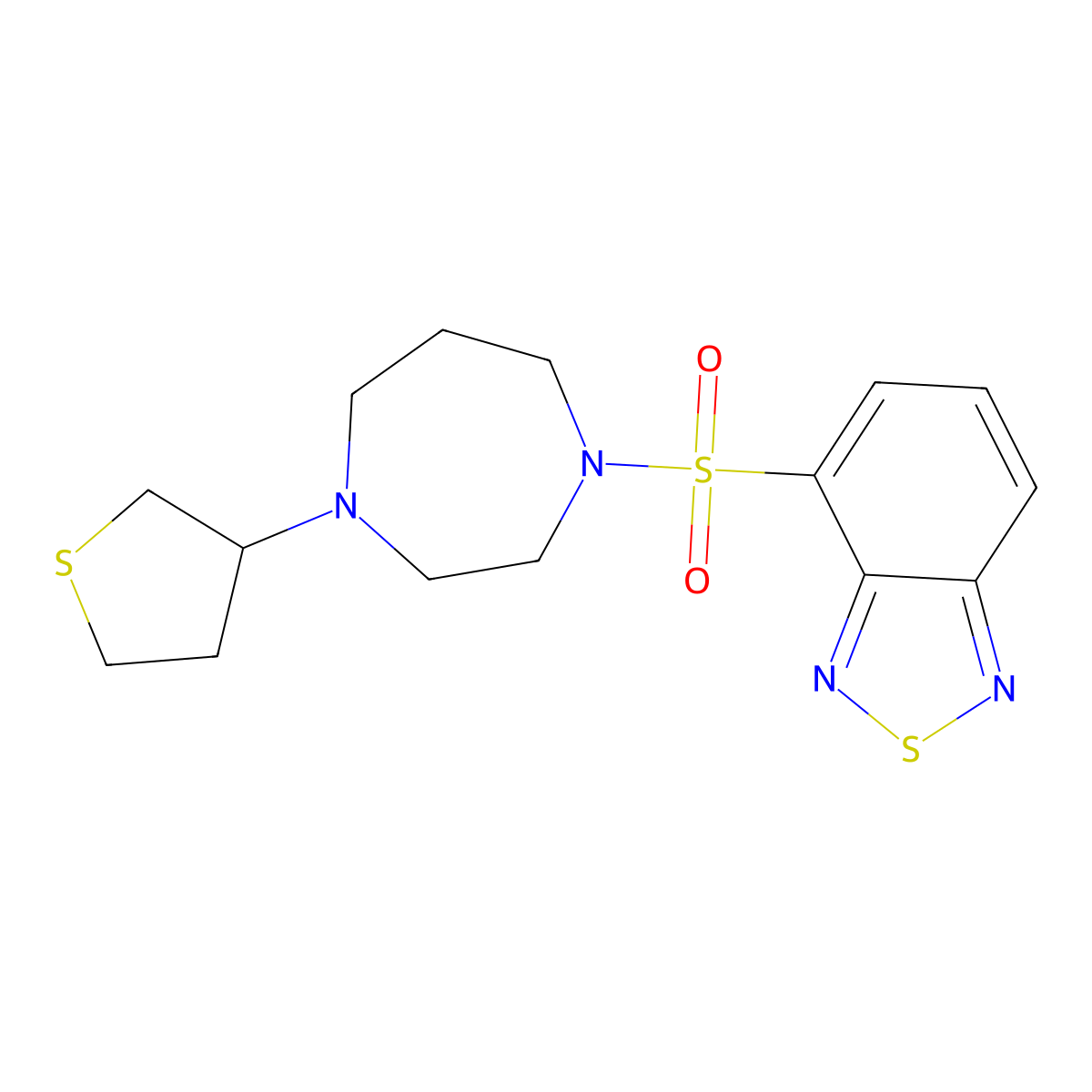 4-{[4-(Thiolan-3-yl)-1,4-diazepan-1-yl]sulfonyl}-2,1,3-benzothiadiazole molecular structure, CAS 2309189-72-6