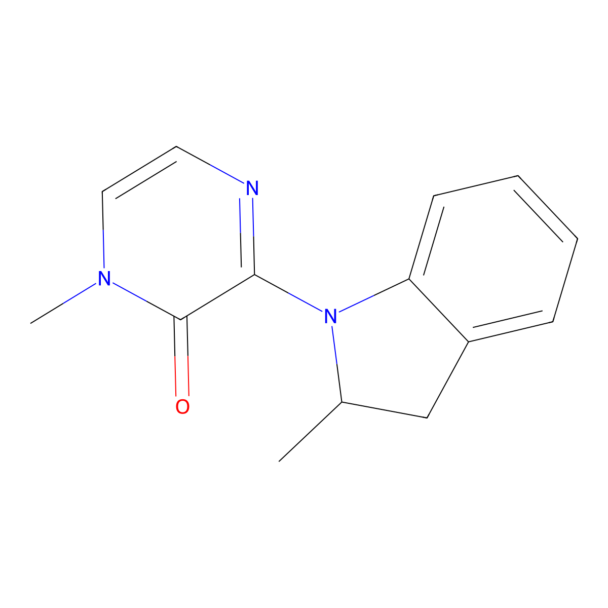 1-methyl-3-(2-methyl-2,3-dihydro-1H-indol-1-yl)-1,2-dihydropyrazin-2-one molecular structure, CAS 2309189-77-1