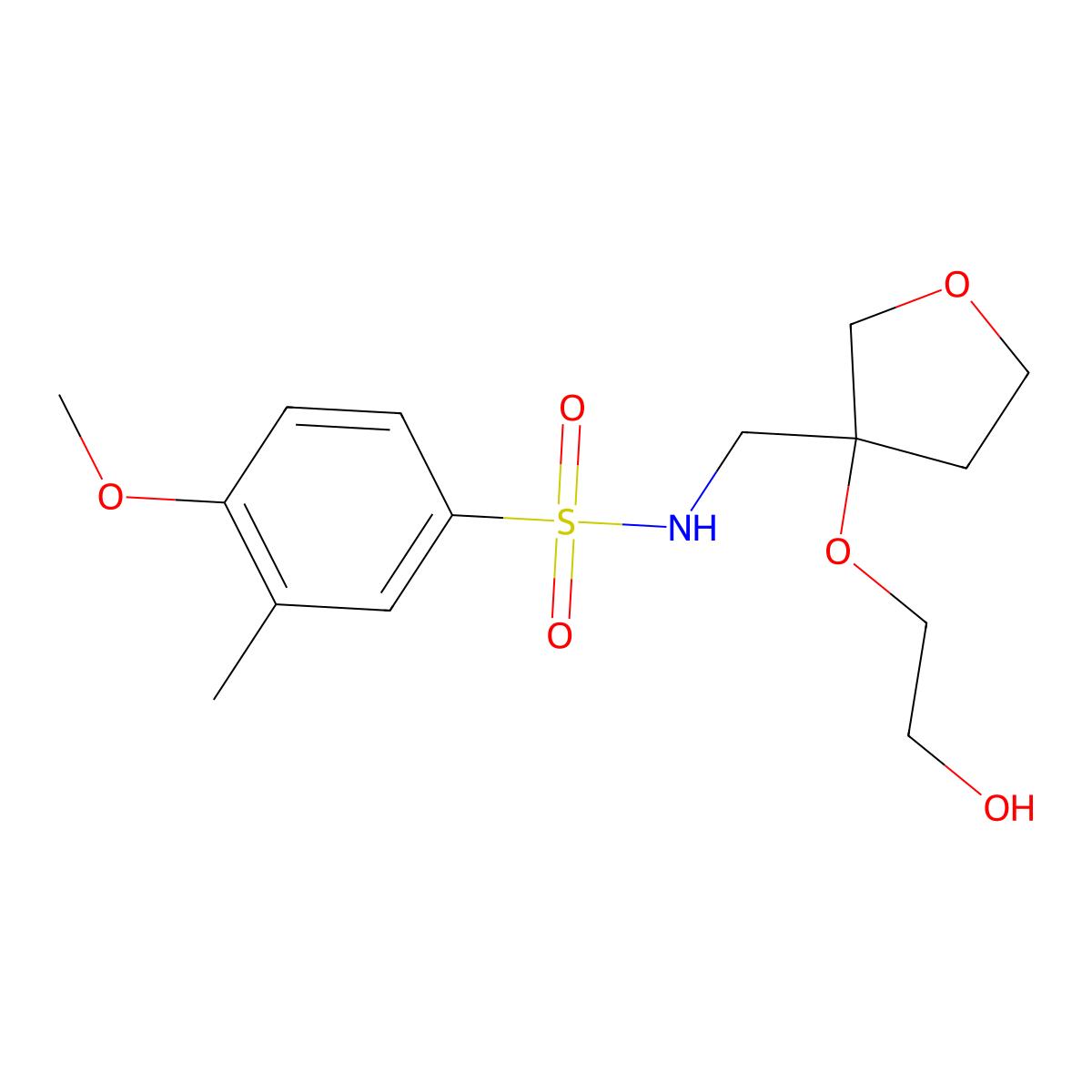 N-{[3-(2-hydroxyethoxy)oxolan-3-yl]methyl}-4-methoxy-3-methylbenzene-1-sulfonamide molecular structure, CAS 2309190-09-6