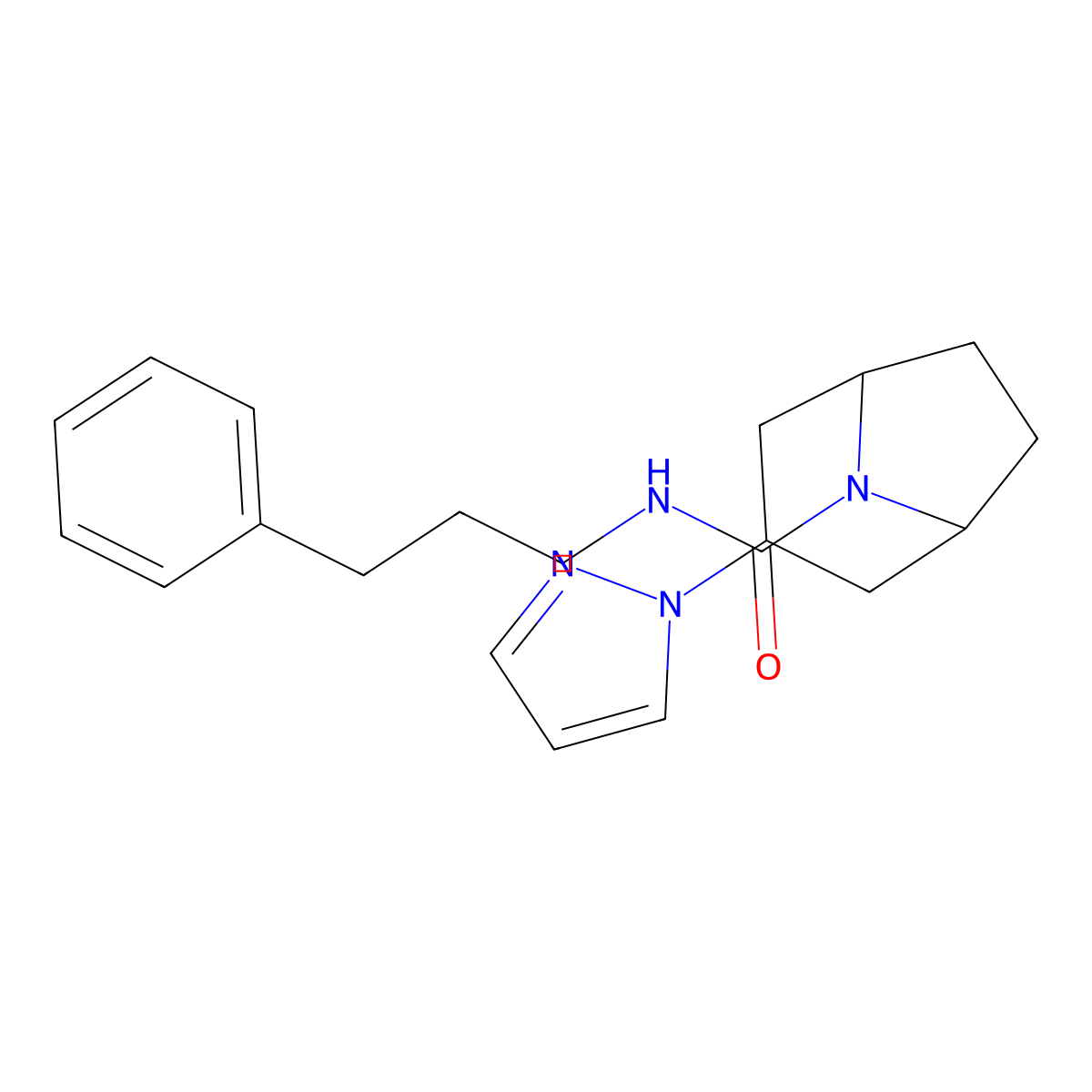 N-(3-phenylpropyl)-3-(1H-pyrazol-1-yl)-8-azabicyclo[3.2.1]octane-8-carboxamide molecular structure, CAS 2309190-24-5