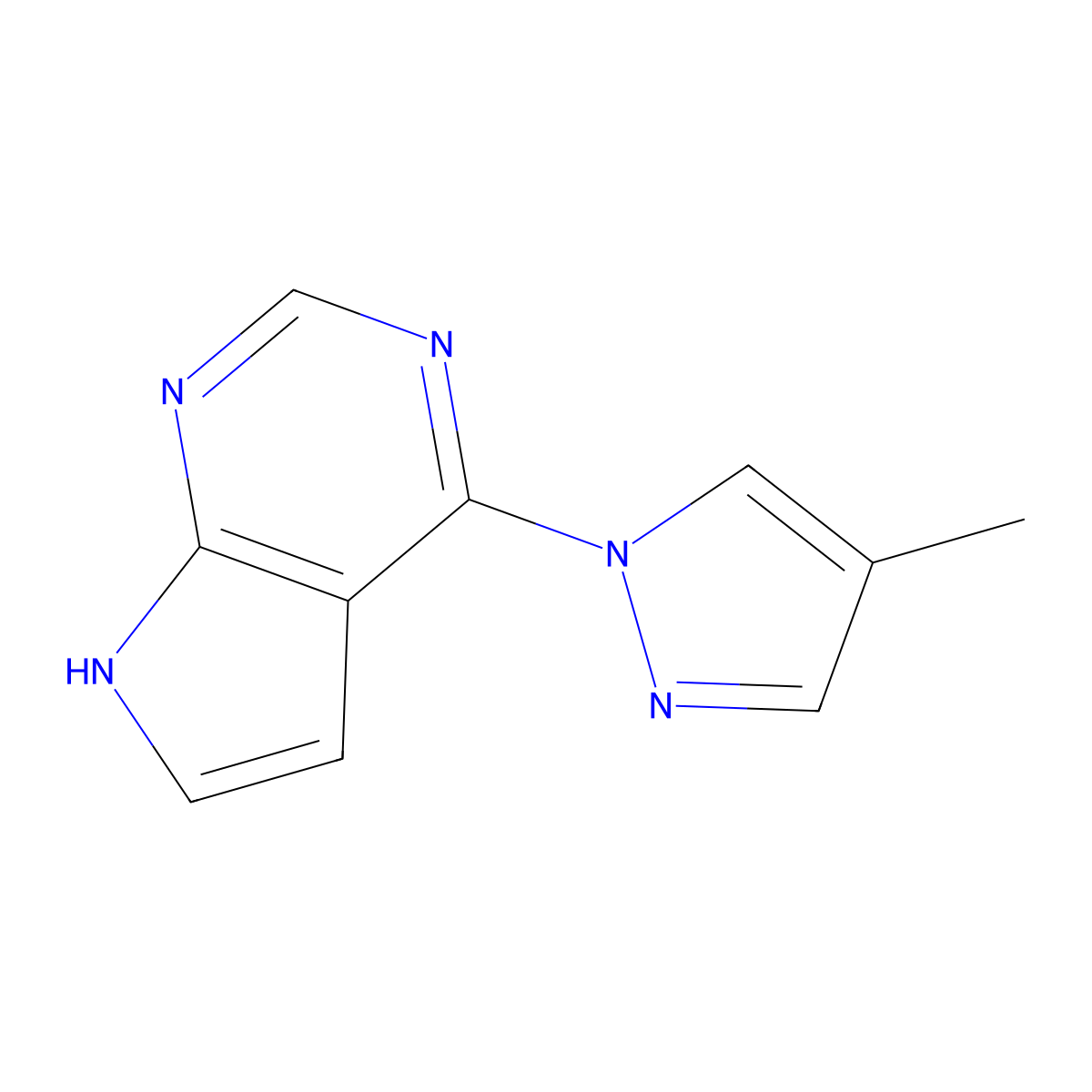 4-methyl-1-{7H-pyrrolo[2,3-d]pyrimidin-4-yl}-1H-pyrazole molecular structure, CAS 2309190-75-6