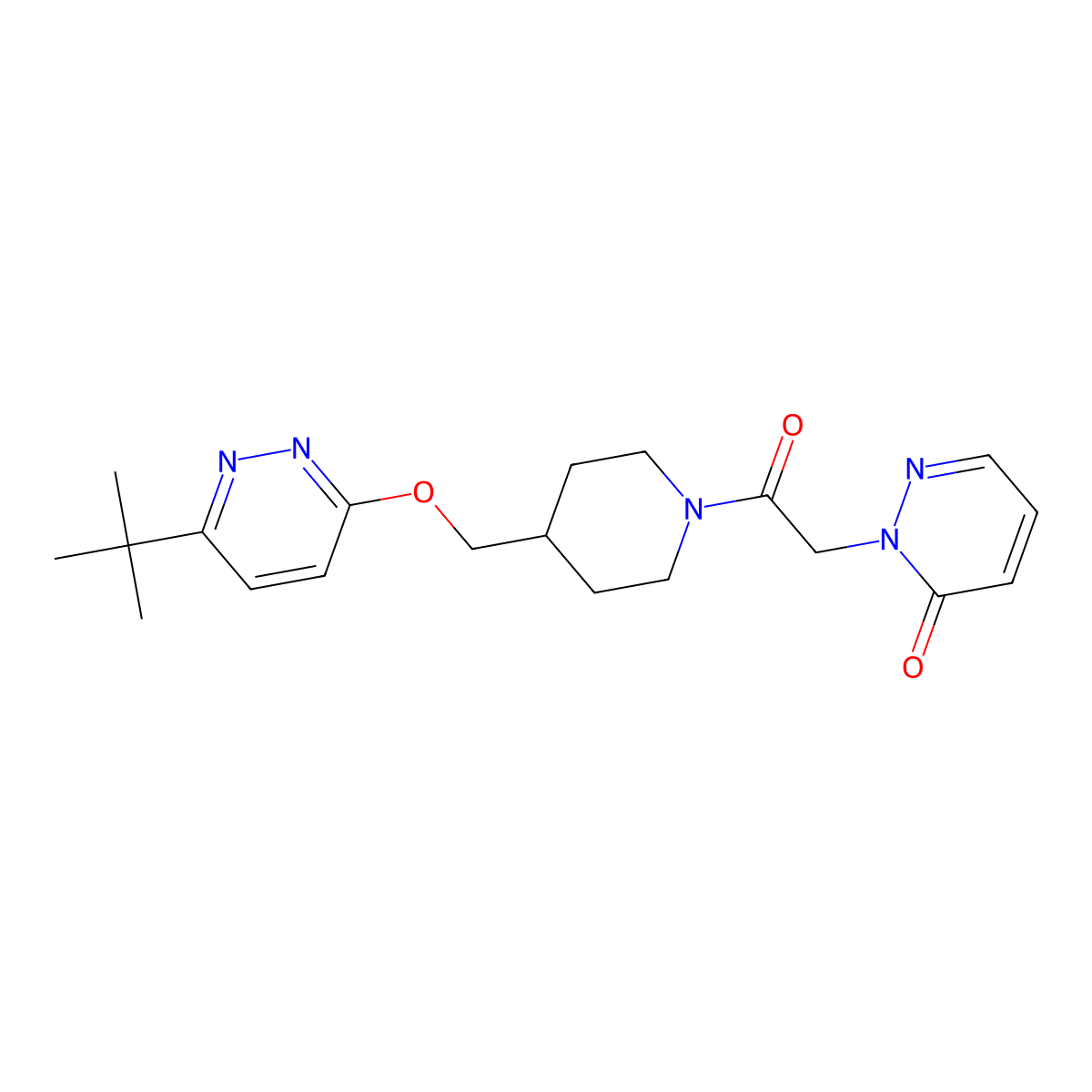 2-[2-(4-{[(6-Tert-butylpyridazin-3-yl)oxy]methyl}piperidin-1-yl)-2-oxoethyl]-2,3-dihydropyridazin-3-one molecular structure, CAS 2309190-89-2