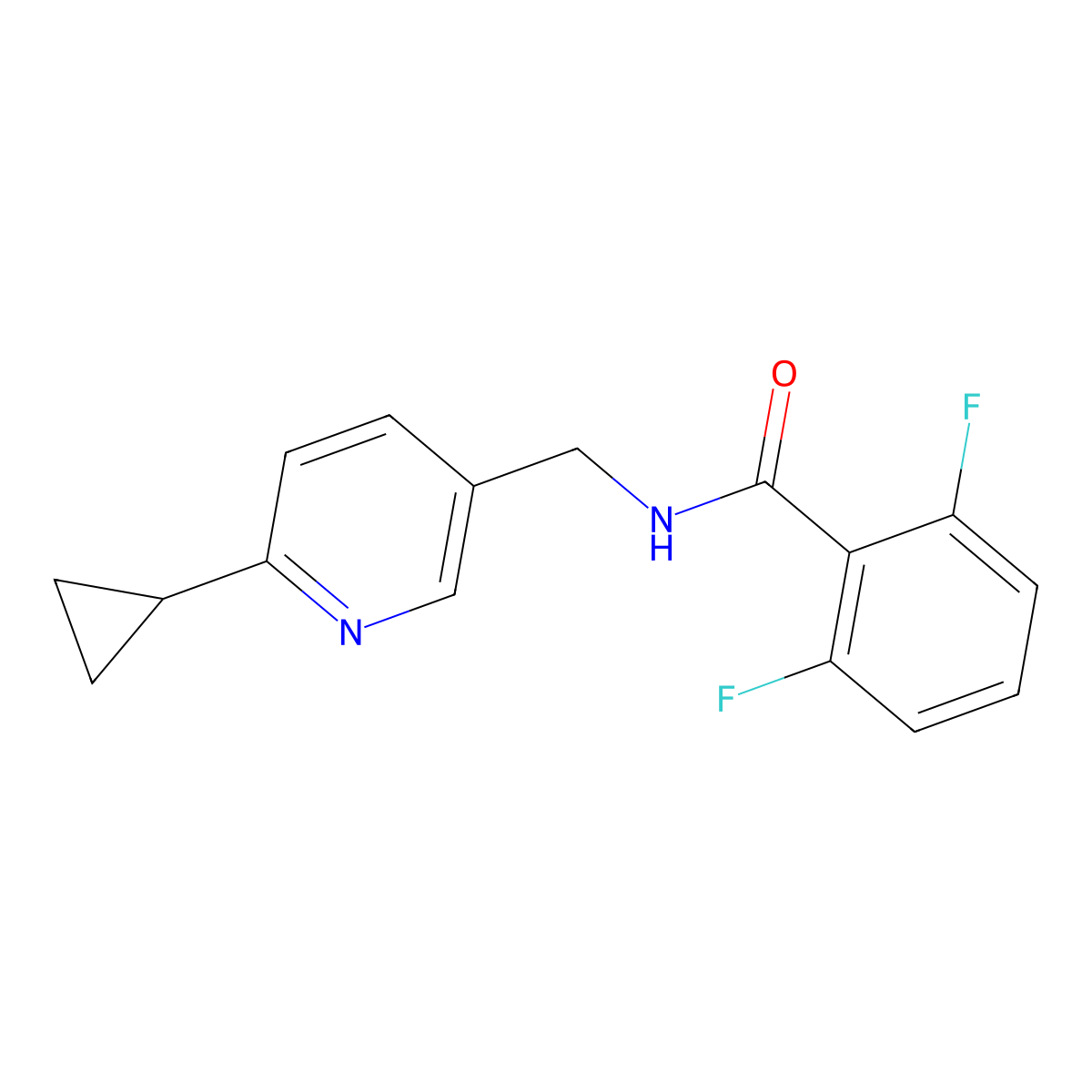 N-[(6-cyclopropylpyridin-3-yl)methyl]-2,6-difluorobenzamide molecular structure, CAS 2309191-11-3