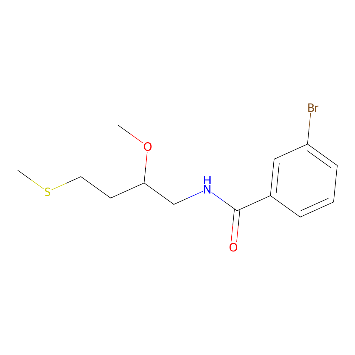 3-bromo-N-[2-methoxy-4-(methylsulfanyl)butyl]benzamide molecular structure, CAS 2309191-20-4
