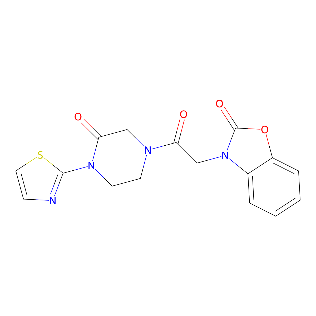 3-{2-Oxo-2-[3-oxo-4-(1,3-thiazol-2-yl)piperazin-1-yl]ethyl}-2,3-dihydro-1,3-benzoxazol-2-one molecular structure, CAS 2309191-29-3
