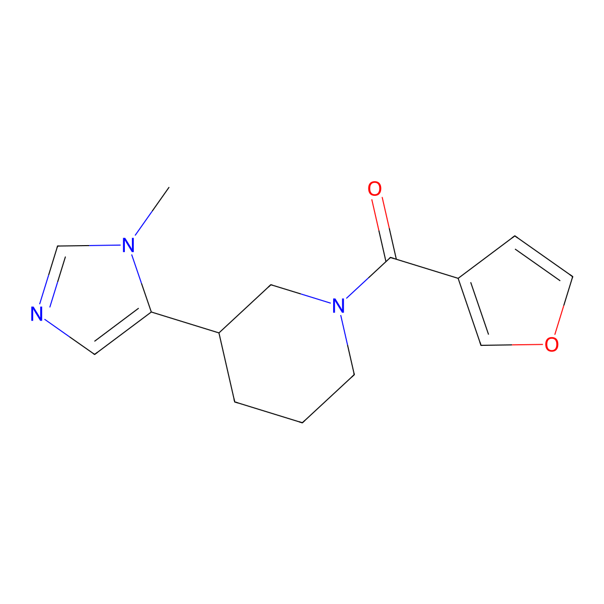 1-(furan-3-carbonyl)-3-(1-methyl-1H-imidazol-5-yl)piperidine molecular structure, CAS 2309191-36-2