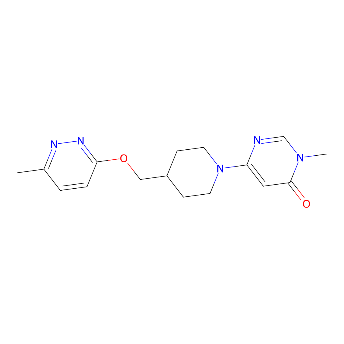 3-Methyl-6-(4-{[(6-methylpyridazin-3-yl)oxy]methyl}piperidin-1-yl)-3,4-dihydropyrimidin-4-one molecular structure, CAS 2309191-43-1