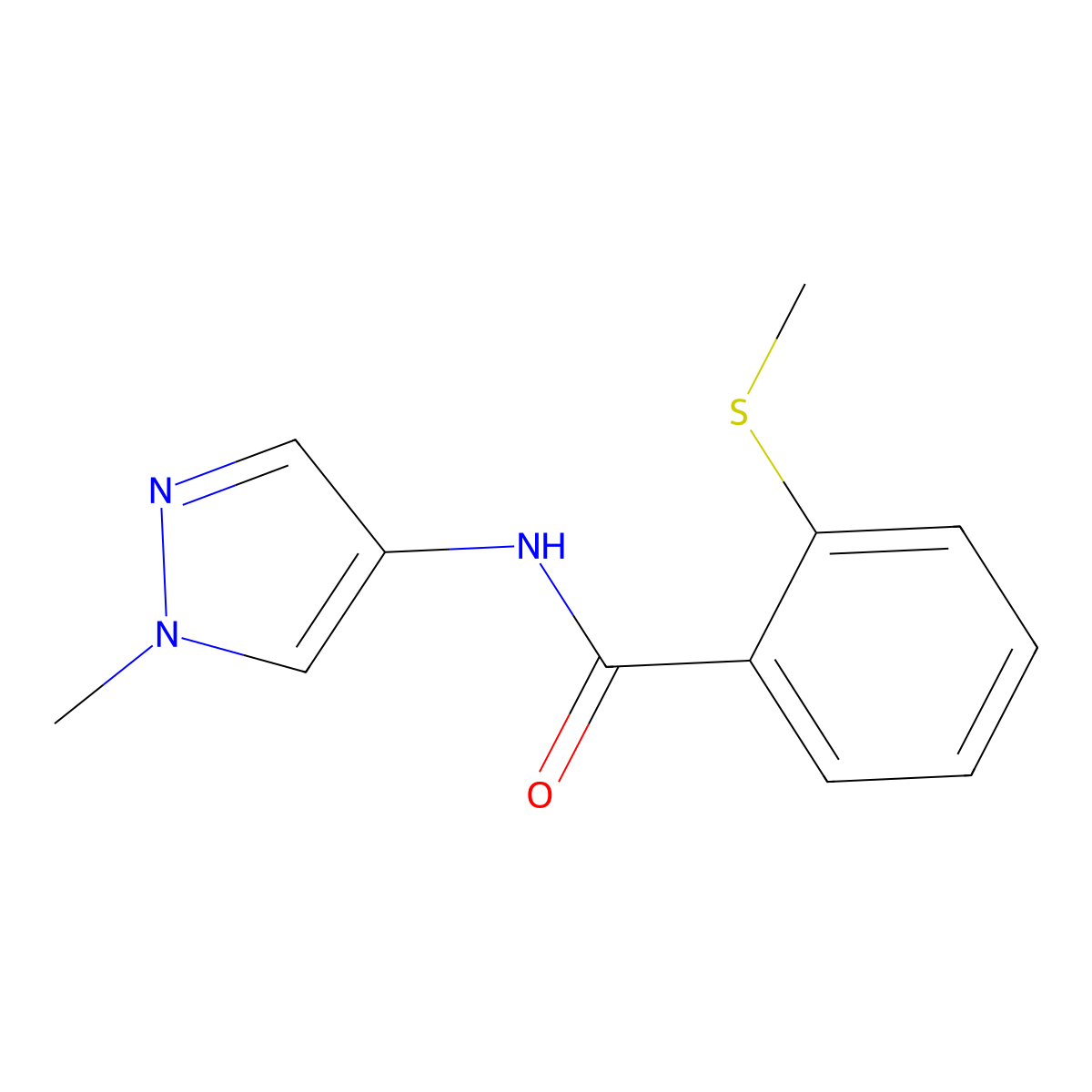 N-(1-methyl-1H-pyrazol-4-yl)-2-(methylsulfanyl)benzamide molecular structure, CAS 2309191-52-2