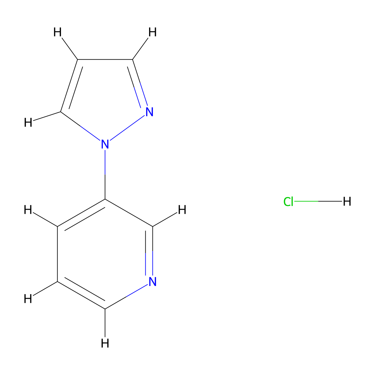 3-(1H-pyrazol-1-yl)pyridine hydrochloride molecular structure, CAS 2309191-59-9