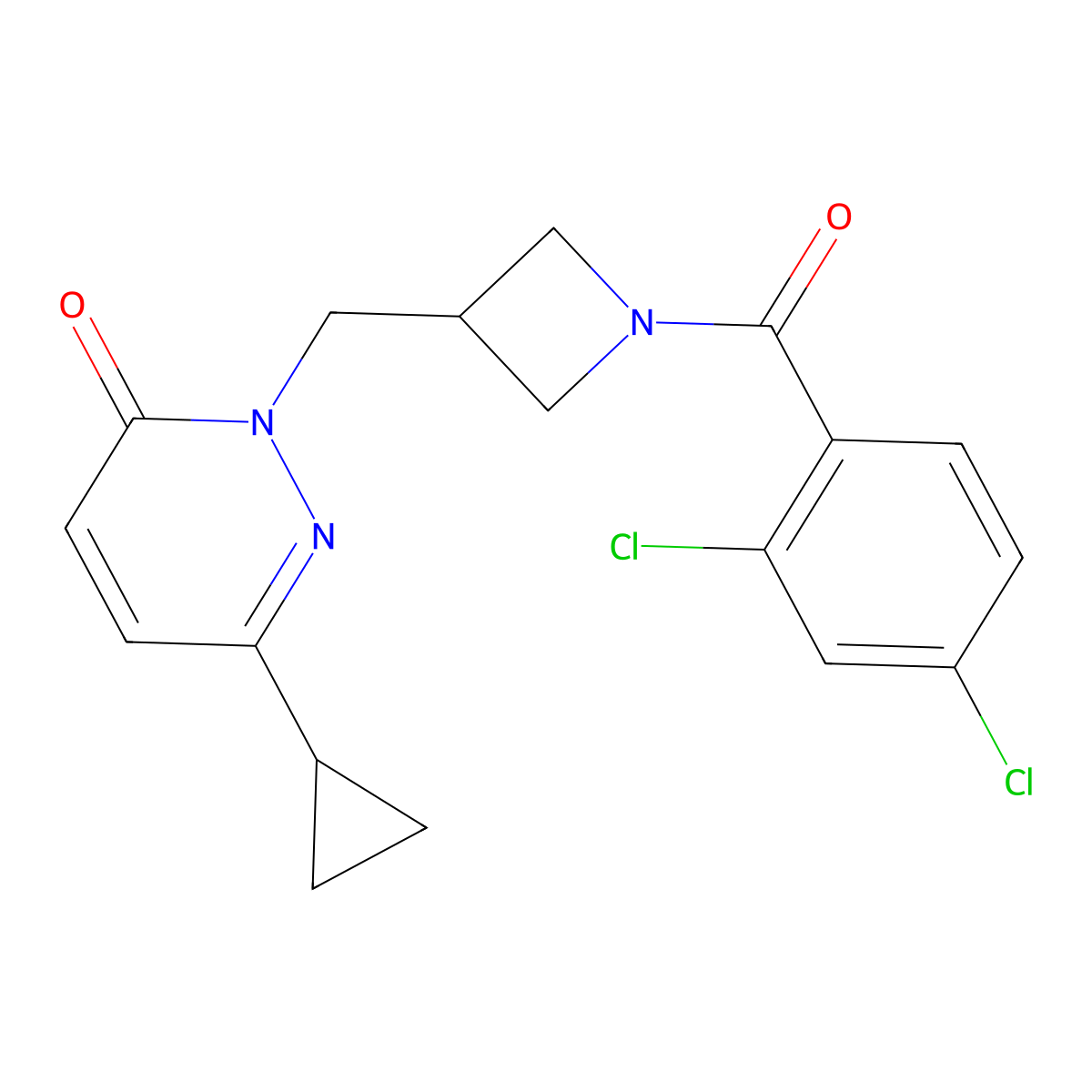 6-Cyclopropyl-2-{[1-(2,4-dichlorobenzoyl)azetidin-3-yl]methyl}-2,3-dihydropyridazin-3-one molecular structure, CAS 2309191-75-9