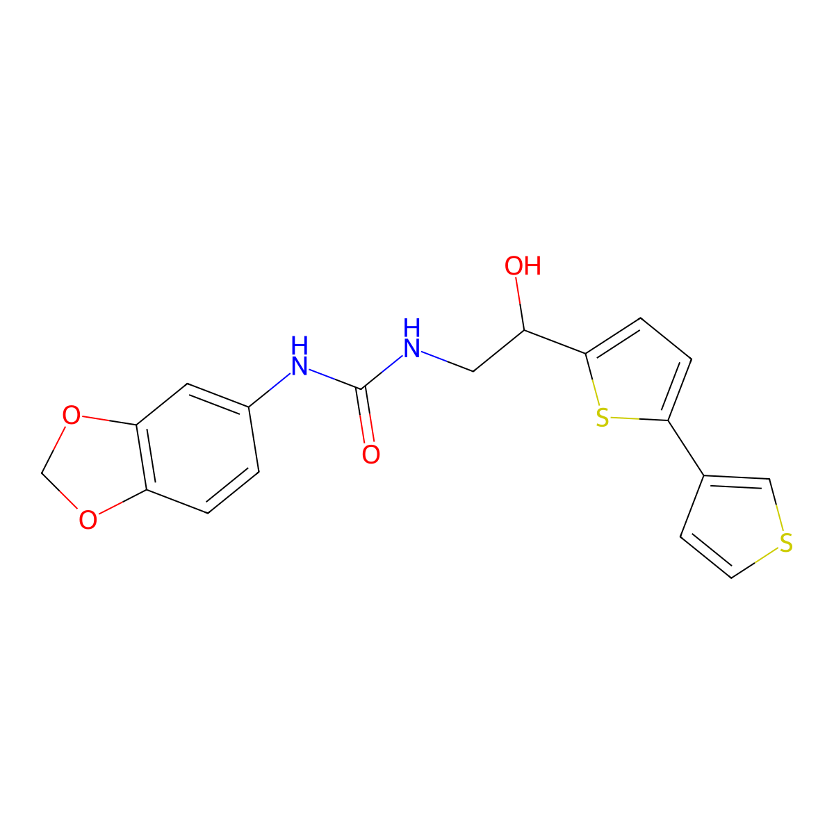 1-(1,3-Benzodioxol-5-yl)-3-[2-hydroxy-2-(5-thiophen-3-ylthiophen-2-yl)ethyl]urea molecular structure, CAS 2309191-79-3