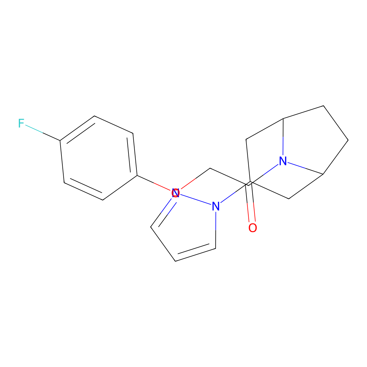 2-(4-fluorophenoxy)-1-[3-(1H-pyrazol-1-yl)-8-azabicyclo[3.2.1]octan-8-yl]ethan-1-one molecular structure, CAS 2309191-80-6