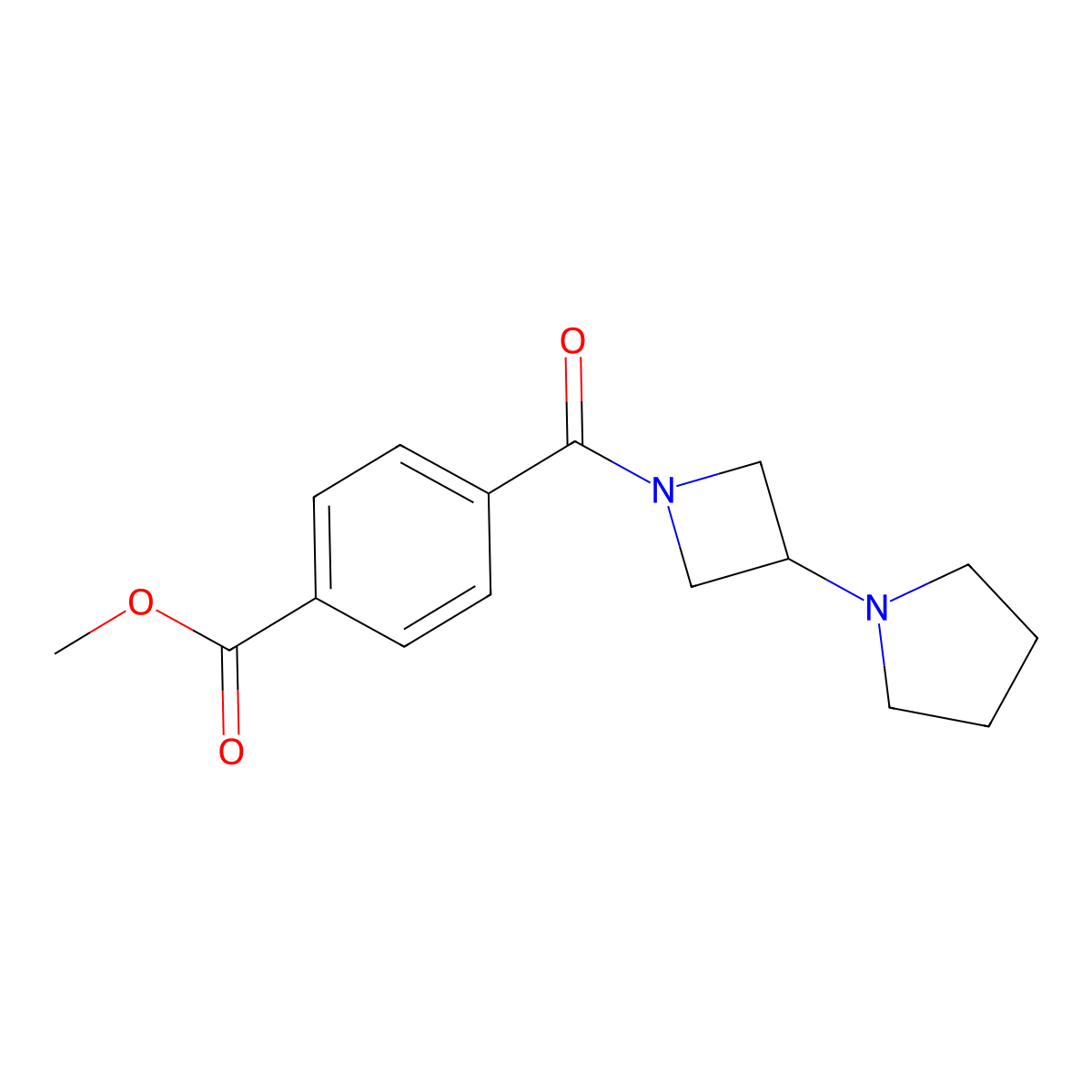 Methyl 4-[3-(pyrrolidin-1-yl)azetidine-1-carbonyl]benzoate molecular structure, CAS 2309192-13-8