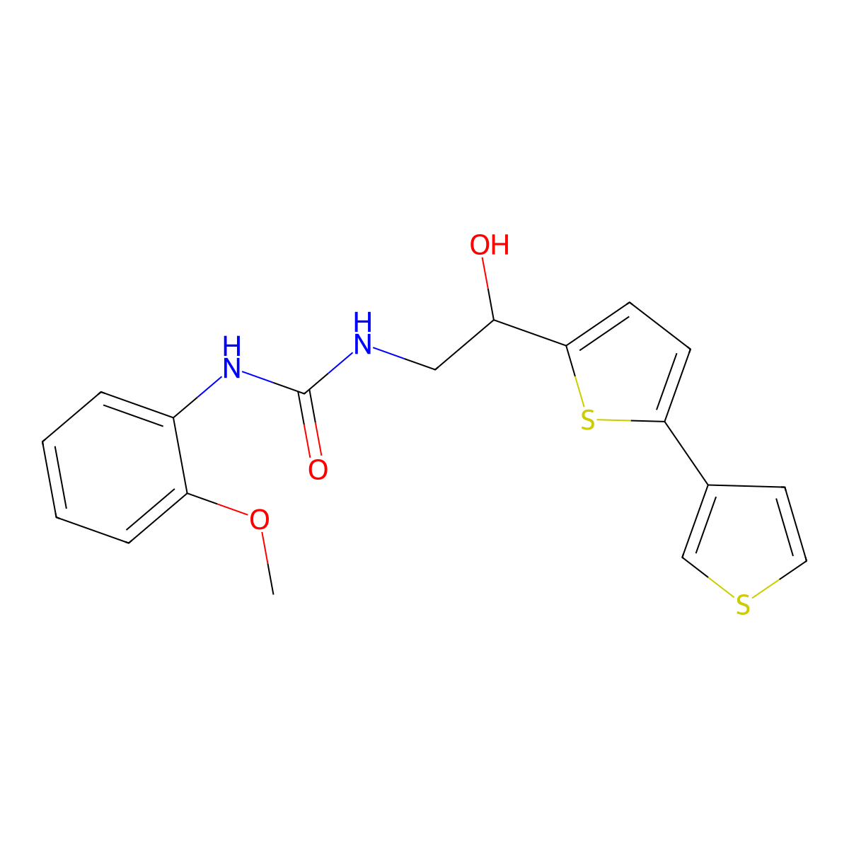 3-(2-{[2,3'-Bithiophene]-5-yl}-2-hydroxyethyl)-1-(2-methoxyphenyl)urea molecular structure, CAS 2309192-32-1