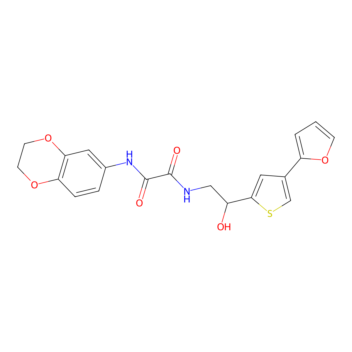 N'-(2,3-dihydro-1,4-benzodioxin-6-yl)-N-{2-[4-(furan-2-yl)thiophen-2-yl]-2-hydroxyethyl}ethanediamide molecular structure, CAS 2309192-38-7