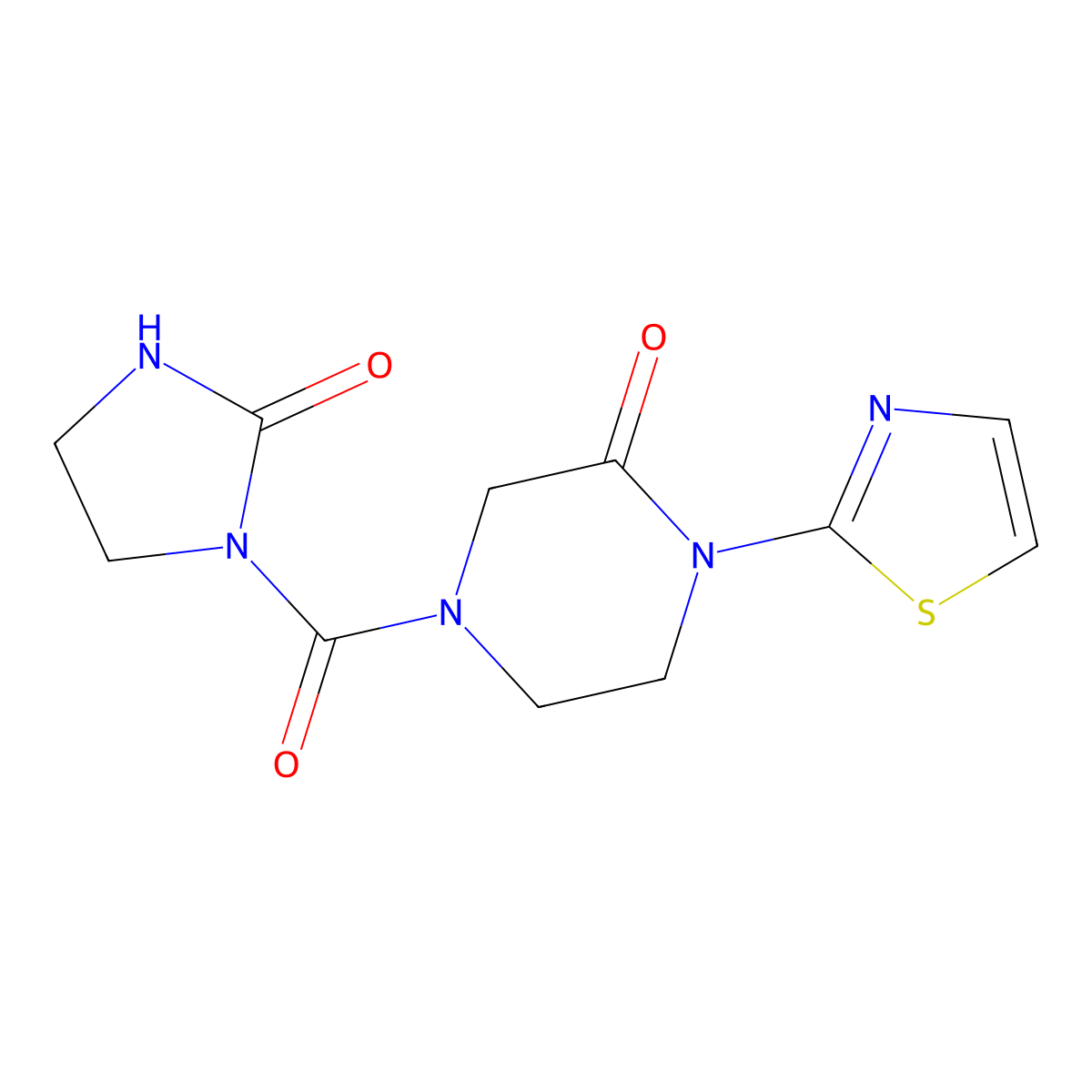 4-(2-Oxoimidazolidine-1-carbonyl)-1-(1,3-thiazol-2-yl)piperazin-2-one molecular structure, CAS 2309192-43-4