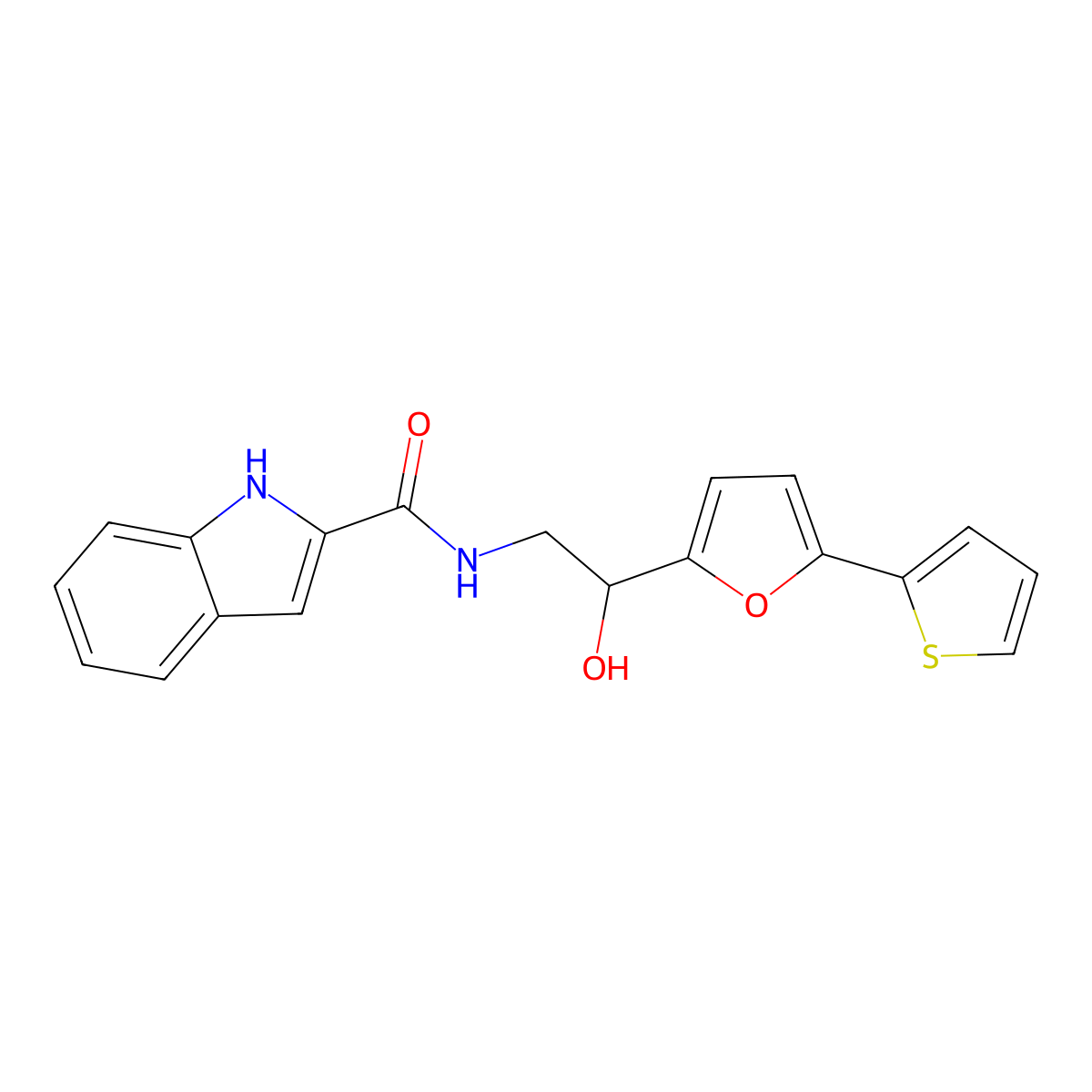 N-{2-hydroxy-2-[5-(thiophen-2-yl)furan-2-yl]ethyl}-1H-indole-2-carboxamide molecular structure, CAS 2309192-75-2