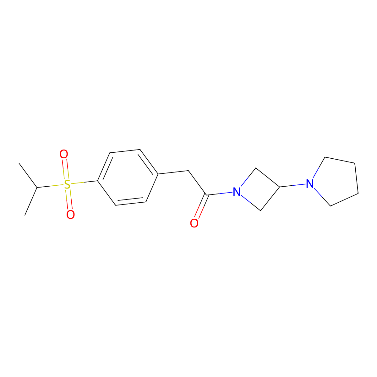 2-[4-(Propane-2-sulfonyl)phenyl]-1-[3-(pyrrolidin-1-yl)azetidin-1-yl]ethan-1-one molecular structure, CAS 2309192-81-0