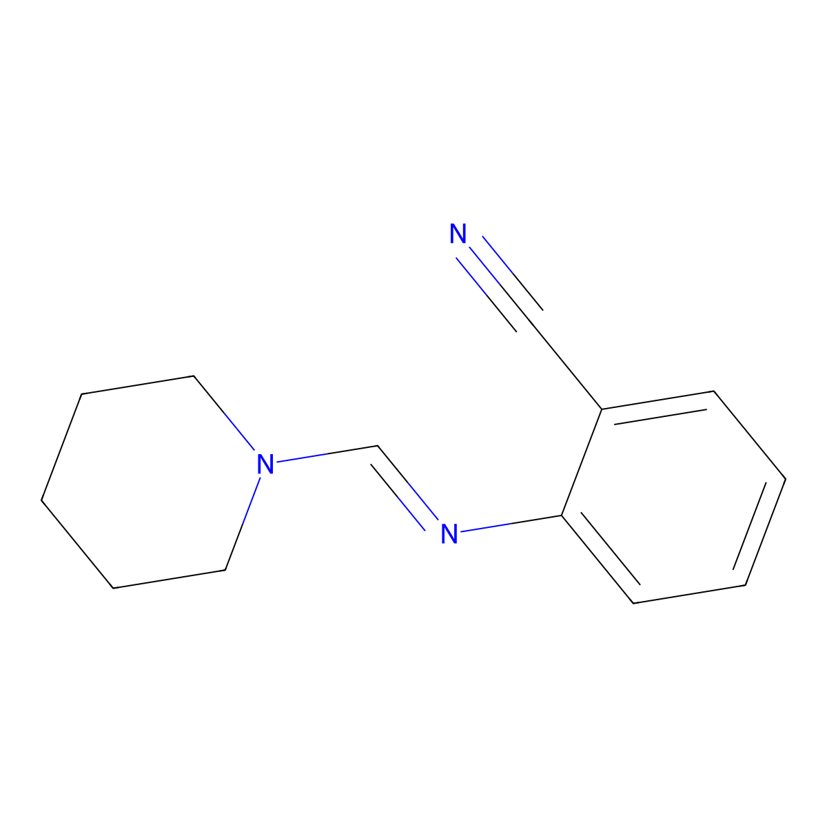 2-[(Piperidin-1-ylmethylene)amino]benzonitrile molecular structure, CAS 23092-51-5