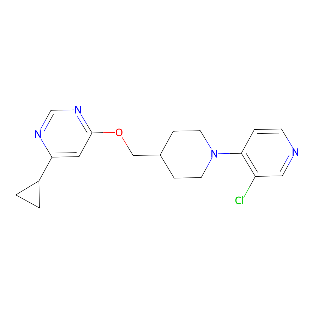 4-{[1-(3-Chloropyridin-4-yl)piperidin-4-yl]methoxy}-6-cyclopropylpyrimidine molecular structure, CAS 2309214-22-8