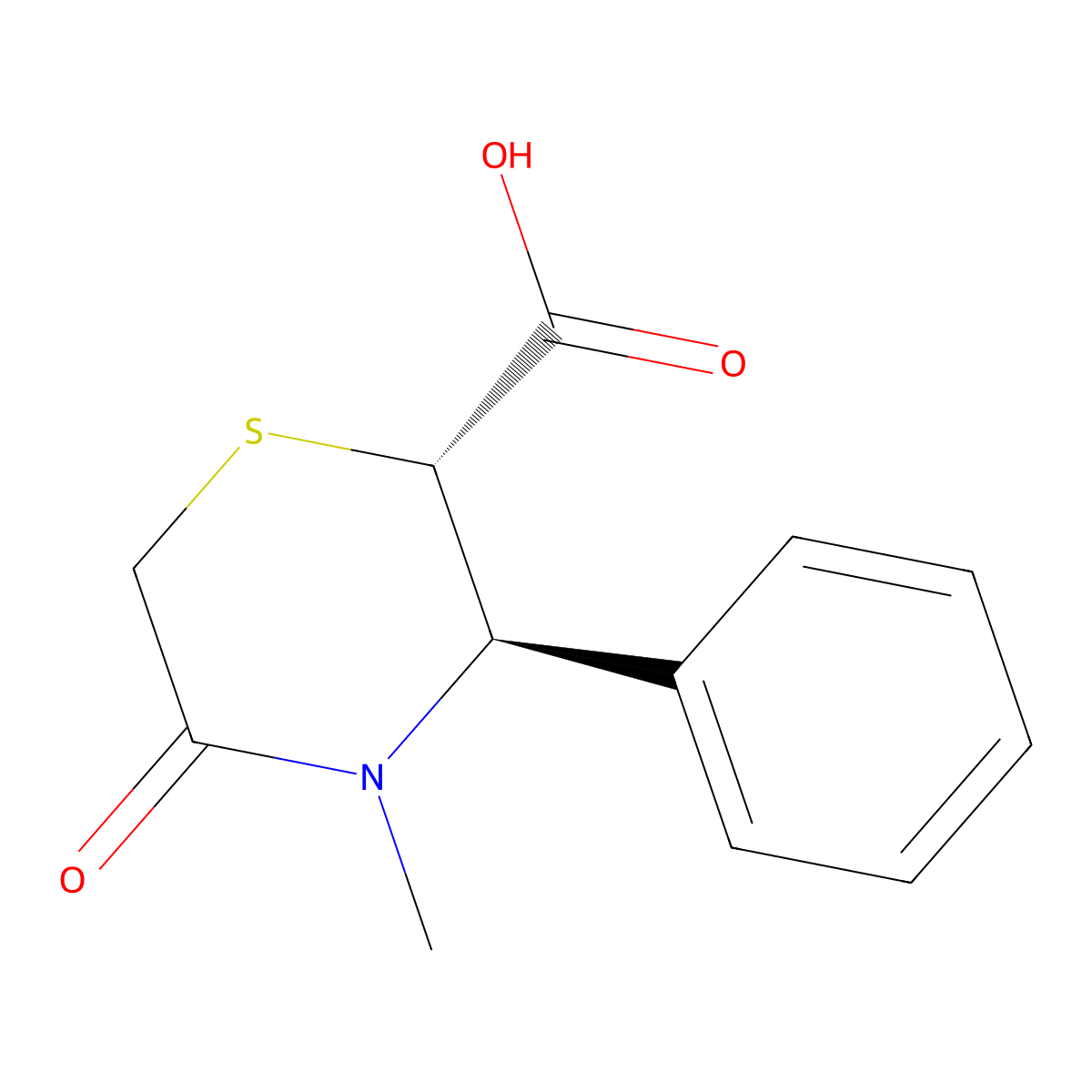 (2S,3R)-4-methyl-5-oxo-3-phenylthiomorpholine-2-carboxylic acid molecular structure, CAS 2309214-54-6