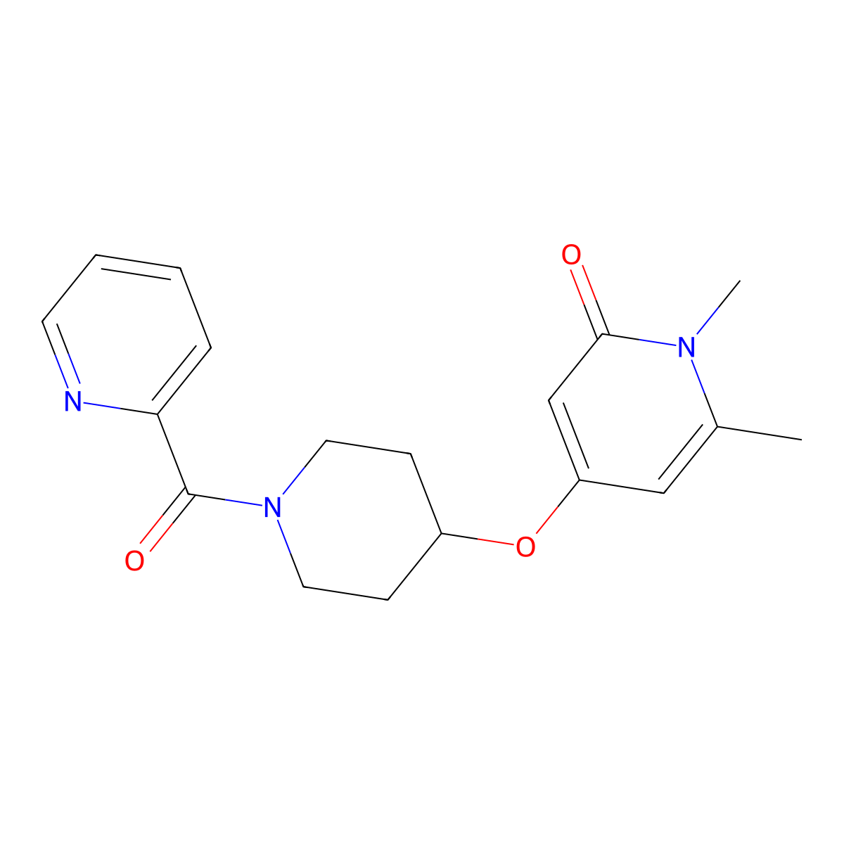 1,6-dimethyl-4-((1-picolinoylpiperidin-4-yl)oxy)pyridin-2(1H)-one molecular structure, CAS 2309214-63-7