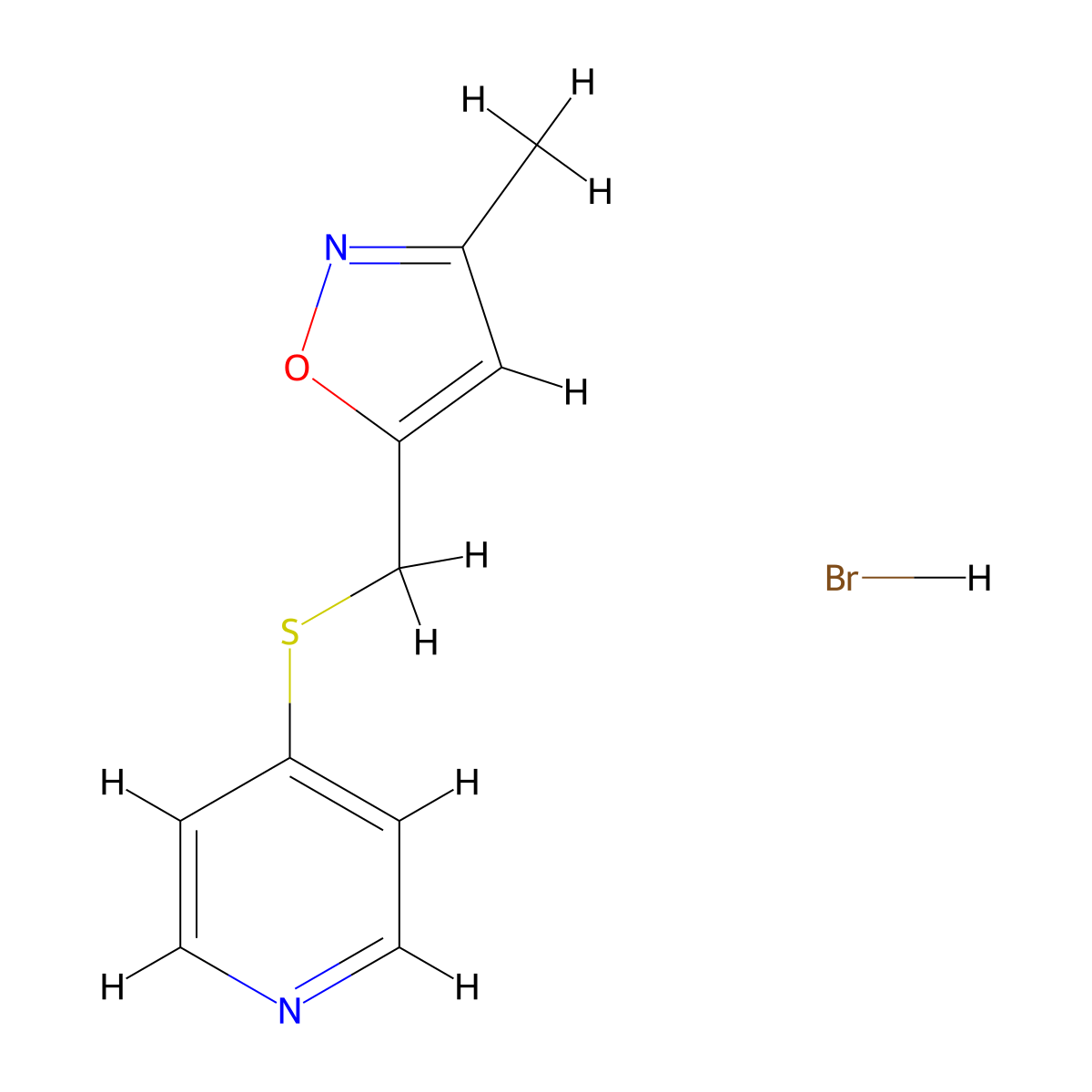 3-Methyl-5-((pyridin-4-ylthio)methyl)isoxazole hydrobromide molecular structure, CAS 2309214-77-3