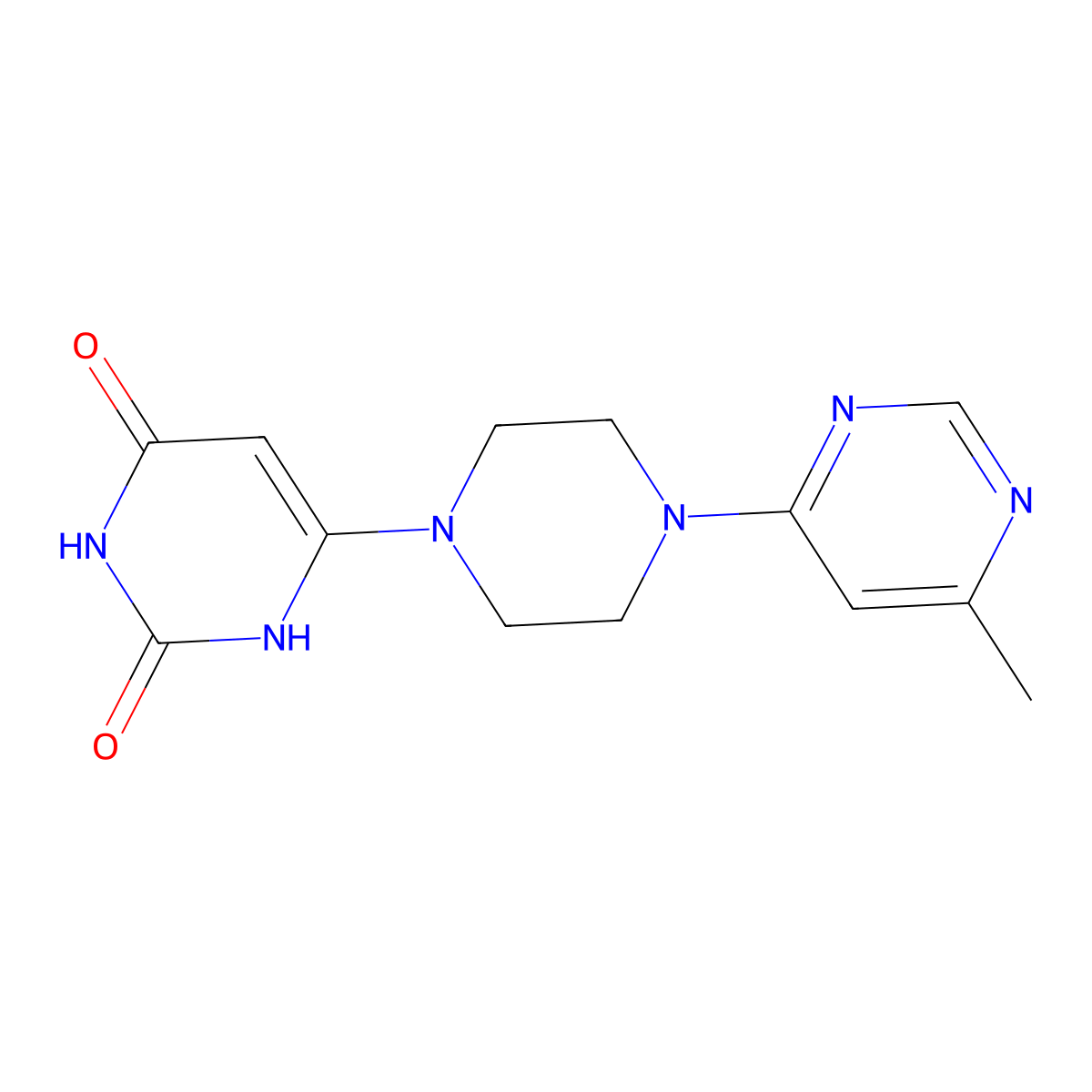 6-(4-(6-methylpyrimidin-4-yl)piperazin-1-yl)pyrimidine-2,4(1H,3H)-dione molecular structure, CAS 2309215-86-7