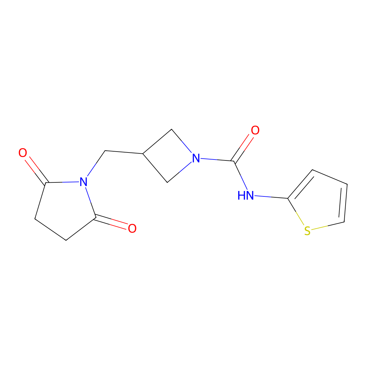 3-[(2,5-dioxopyrrolidin-1-yl)methyl]-N-(thiophen-2-yl)azetidine-1-carboxamide molecular structure, CAS 2309216-16-6